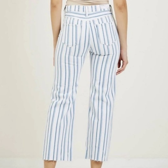 Joe’s Jeans the Blake high rise wide leg crop jeans in white and blue stripe 32 - Picture 2 of 11